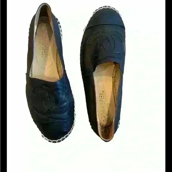 Authentic Chanel Lambskin Espadrilles Black size 37 - Picture 4 of 7